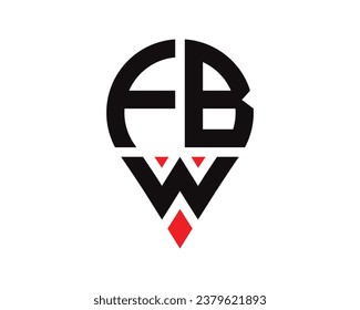 FBW letter location shape logo design. FBW letter location logo simple design.