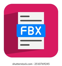 Ícone simples do documento Fbx. Ícone de arquivo de alta resolução para aparência profissional. Pode ser usado para site, interface do usuário e aplicativo móvel.