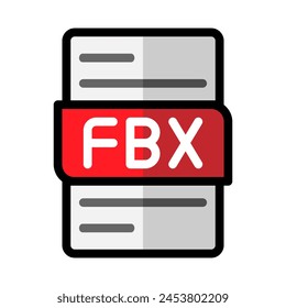 Fbx file type flat icons. document files format graphic design outline icon
