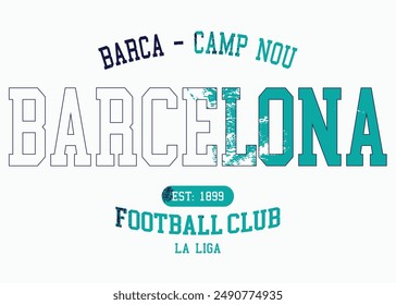 FC Barcelona La Liga club, Barcelona typography graphic design, vintage Barcelona typography grunge, Barcelona Football Club logo.eps8