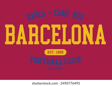 FC Barcelona La Liga club, Barcelona typography graphic design, vintage Barcelona typography grunge, Barcelona Football Club logo.eps