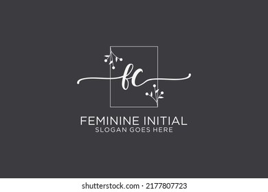 FC beauty monogram and elegant logo design handwriting logo of initial signature, wedding, fashion, floral and botanical with creative template.