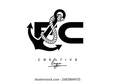 Logo de FC Creative Monogram Latter con diseño de ancla y cuerda