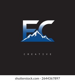  FC Creative Mountain Logo Bold Gradient Letter mark Branding Design for Business Outdoor Brands