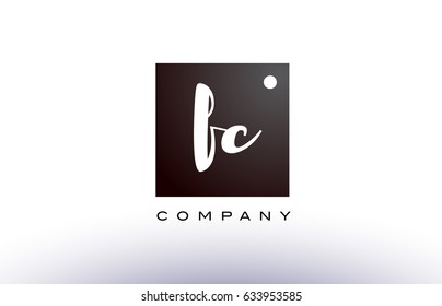 FC F C black white handwritten handwriting alphabet company letter logo square design template dot dots creative abstract