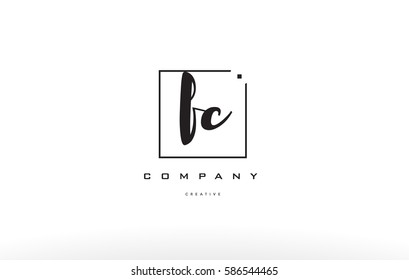 fc f c hand writing written black white alphabet company letter logo square background small lowercase design creative vector icon template 