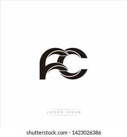 fc f c Initial Letter Split Lowercase Modern Monogram linked outline rounded logo