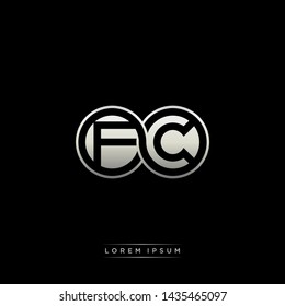 FC F C initial letter linked circle capital monogram logo modern template silver color edition