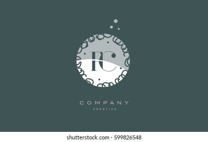 fc f c  monogram floral vintage retro green white alphabet decorative company letter logo design vector icon template 