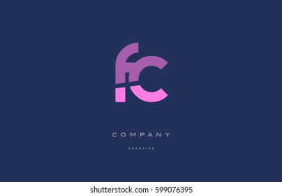 fc f c  pink blue pastel modern abstract alphabet company logo design vector icon template 