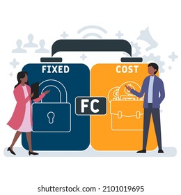 FC - Fixed Cost acronym. business concept background.  vector illustration concept with keywords and icons. lettering illustration with icons for web banner, flyer, landing pag