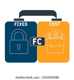 FC - Fixed Cost acronym. business concept background.  vector illustration concept with keywords and icons. lettering illustration with icons for web banner, flyer, landing pag