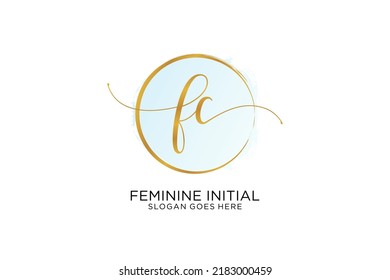 FC Handschrift Logo mit Kreis Vorlage Vektorsignatur, Hochzeit, Mode, Blumen und botanisch mit kreativen Vorlage.