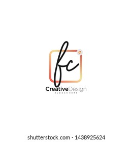 FC initial handwriting with color logo icon template vector.