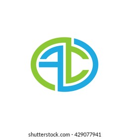 FC initial letters looping linked ellipse logo blue green
