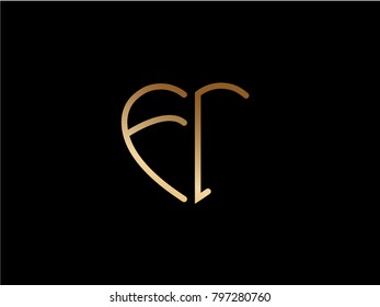 FC initial logo letter with heart shape red colored, logo design for wedding invitation, wedding name and business name.