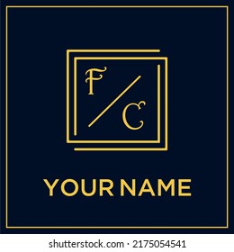 FC initial modern monogram wedding with creative rectangle line