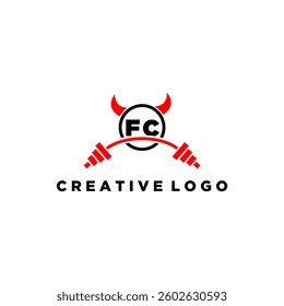 FC initial monogram for fitnes or gym logo with devil style design