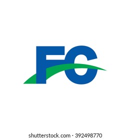 FC initial overlapping swoosh letter logo blue green