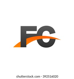 FC initial overlapping swoosh letter logo black orange