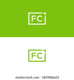 fc initial square logo design. square frame logo vector.