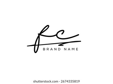 
Letra FC elegante cursiva belleza de la escritura a mano logo.