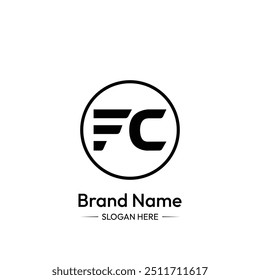 FC Letter Logo Design. fundo branco.