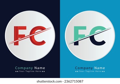 FC Letter Logo Template Illustration Design.