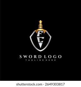 FC carta monograma de luxo para escudo e espada estilo imagem