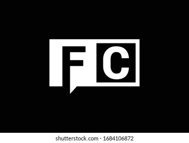 F C. Formato vectorial de diseño de logotipo de carta inicial FC, símbolo gráfico de alfabeto para identidad empresarial