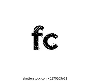 FC Letter Scratch Hand Drawn Chalk Effect Monogram Logotype