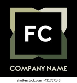 FC letters business logo creative  icon design template elements in abstract background logo, design identity in square with four colors, modern alphabet letters