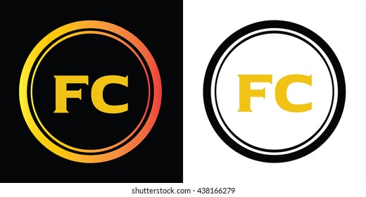 FC letters icon design template elements in abstract background logo, design identity in circle, alphabet letter