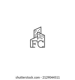 Logo de concepto de línea FC en diseño profesional de alta calidad que será mejor para empresas relacionadas con bienes raíces