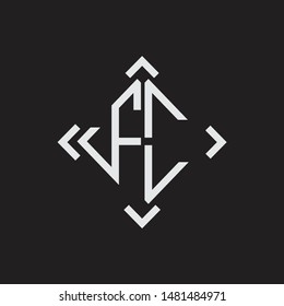 FC Logo Abstrac letter Monogram with Arrow in every side isolated on black background