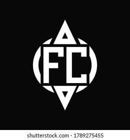 FC Logo with circle rounded combine triangle top and bottom side design template