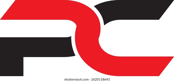 Logotipo FC - Moderno Monograma Inicial Vermelho e Preto para Marcas de Negócios