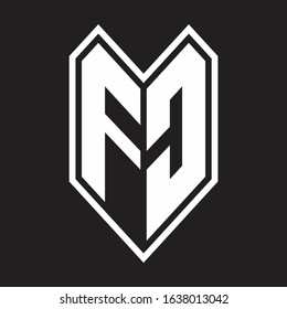 FC Logo monogram with emblem line style isolated on black background