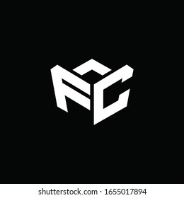 FC logo monogram with emblem style ribbon design template