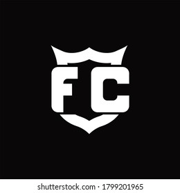 FC Logo monogram with shield around crown shape design template