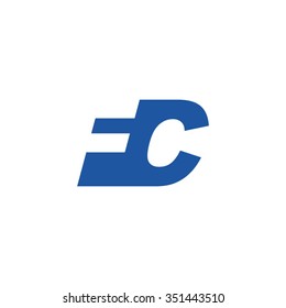 FC negative space letter logo blue