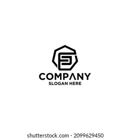 FC or S Initial letter hexagonal logo vector