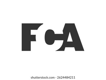 FCA logo design. Initial letter F C A bold font style for tech startups, consulting, corporate branding. Creative company name, headlines typography identity, trendy logotype. Vector illustration.
