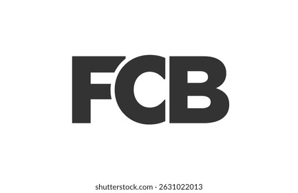 FCB logo design template with strong and modern bold text. Initial based vector logotype featuring simple and minimal typography. Trendy company identity ideal for businesses brand presence.
