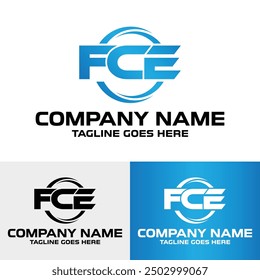 FCE 3 letter Initial Modern Typography Logo Design Template