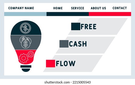 FCF - Free cash flow acronym. business concept background. vector illustration concept with keywords and icons. lettering illustration with icons for web banner, flyer, landing pag