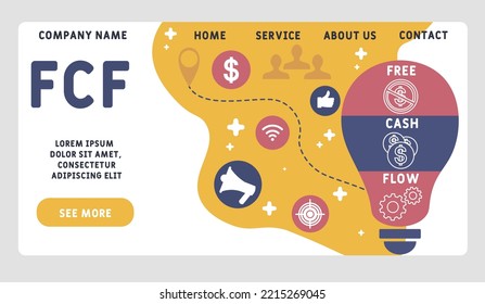 FCF - Free cash flow acronym. business concept background. vector illustration concept with keywords and icons. lettering illustration with icons for web banner, flyer, landing pag