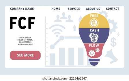 FCF - Free cash flow acronym. business concept background. vector illustration concept with keywords and icons. lettering illustration with icons for web banner, flyer, landing pag