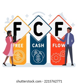 FCF - Free cash flow acronym. business concept background. vector illustration concept with keywords and icons. lettering illustration with icons for web banner, flyer, landing pag