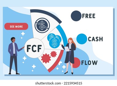 FCF - Free cash flow acronym. business concept background. vector illustration concept with keywords and icons. lettering illustration with icons for web banner, flyer, landing pag